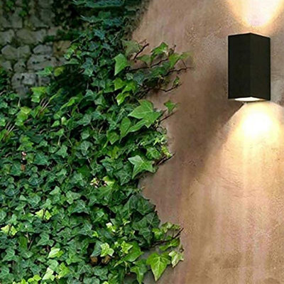 CGC Lighting Cgc Black Rectangle Double Spotlights Outdoor Garden Porch Patio Wall Light - image 1