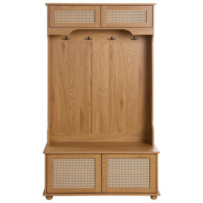 Wyld And Coco Light Brown Wall-Mounted Shoe Storage Coat Rack, 6 Compartments, 4 Hooks - image 1