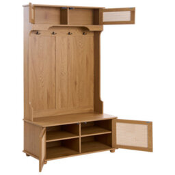 Wyld And Coco Light Brown Wall-Mounted Shoe Storage Coat Rack, 6 Compartments, 4 Hooks - thumbnail 5