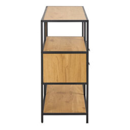 Furniture To Go Seaford Wide Oak Metal Bookcase 2 Drawers And 3 Shelves In Matt Wild Oak - thumbnail 3