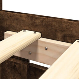 Walplus Bed Frame With Headboard Without Mattress Smoked Oak 160X200 Cm - thumbnail 9