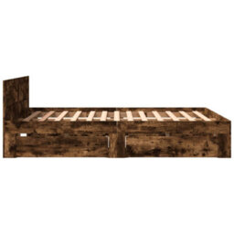 Walplus Bed Frame With Headboard Without Mattress Smoked Oak 160X200 Cm - thumbnail 6