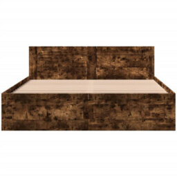 Walplus Bed Frame With Headboard Without Mattress Smoked Oak 160X200 Cm - thumbnail 5