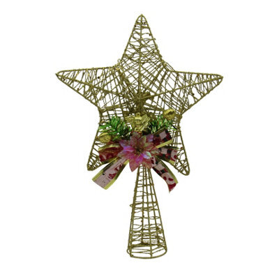 SecureFix Direct Gold Star Christmas Tree Topper (Xmas Decoration Angel Traditional Festive) - image 1