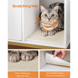 Songmics Hidden Litter Box, Cat House, Side Table Style With Scratching Mat And Raised Legs, White And Gold - thumbnail 4