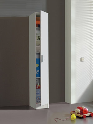 Direct Furniture Suppliers Ltd Vita White Utility Storage Cupboard - 1 Door Cabinet With 3 Shelves - Modular Storage For Kitchen Or Utility Room - image 1