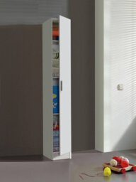Direct Furniture Suppliers Ltd Vita White Utility Storage Cupboard - 1 Door Cabinet With 3 Shelves - Modular Storage For Kitchen Or Utility Room