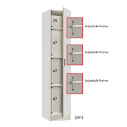 Direct Furniture Suppliers Ltd Vita White Utility Storage Cupboard - 1 Door Cabinet With 3 Shelves - Modular Storage For Kitchen Or Utility Room - thumbnail 7