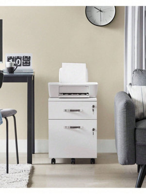 Songmics Lockable File Cabinet, Filing Pedestal With 2 Drawers, 5 Wheels, And Adjustable Hanging Rails, Textured Surface - image 1
