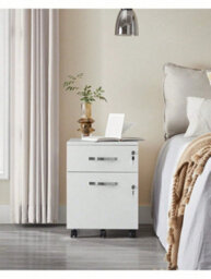 Songmics Lockable File Cabinet, Filing Pedestal With 2 Drawers, 5 Wheels, And Adjustable Hanging Rails, Textured Surface - thumbnail 3