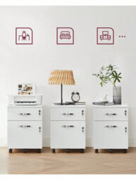 Songmics Lockable File Cabinet, Filing Pedestal With 2 Drawers, 5 Wheels, And Adjustable Hanging Rails, Textured Surface - thumbnail 7