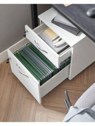 Songmics Lockable File Cabinet, Filing Pedestal With 2 Drawers, 5 Wheels, And Adjustable Hanging Rails, Textured Surface - thumbnail 6