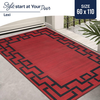 Ameha Non Slip Printed Rug Bedroom Greek Key Style Large Door Floor Carpets (Lexi, 60X110Cm) - image 1