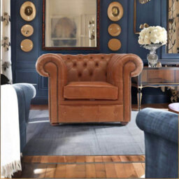 Chesterfield Handmade Low Back Club Armchair Old English Tan Real Leather In Classic Style - thumbnail 4