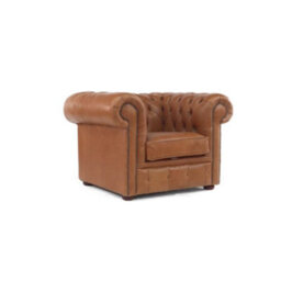Chesterfield Handmade Low Back Club Armchair Old English Tan Real Leather In Classic Style - thumbnail 5