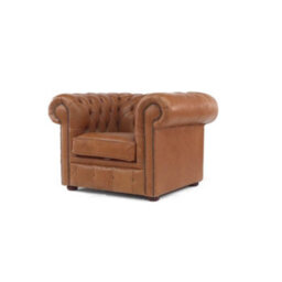 Chesterfield Handmade Low Back Club Armchair Old English Tan Real Leather In Classic Style - thumbnail 3