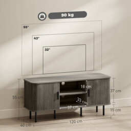 Homcom Tv Unit For Living Room, Tv Stand, Grey - thumbnail 3