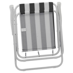 Urbn-Living Urbnliving 2Pcs White & Black Stripes Folding Deck Chairs With Garden Table Outdoor Patio Dining Furniture Set - thumbnail 3