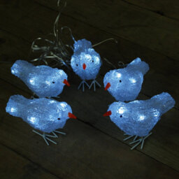 Samuel Alexander Set Of 5 16Cm Light Up Acrylic Christmas Birds With 30 White Leds - thumbnail 2