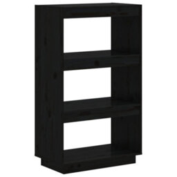 Berkfield Book Cabinet/room Divider Black 60X35X103 Cm Solid Wood Pine - thumbnail 2