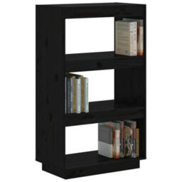 Berkfield Book Cabinet/room Divider Black 60X35X103 Cm Solid Wood Pine - thumbnail 4