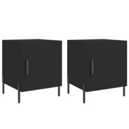 Berkfield Bedside Cabinets 2 Pcs Black 40X40X50 Cm Engineered Wood - thumbnail 2