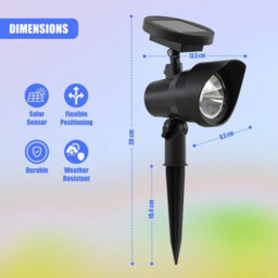 Geezy Solar Garden Spot Lights Led Outdoor Waterproof Adjustable Head Dawn-To-Dusk X2 - thumbnail 6