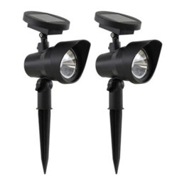 Geezy Solar Garden Spot Lights Led Outdoor Waterproof Adjustable Head Dawn-To-Dusk X2 - thumbnail 1