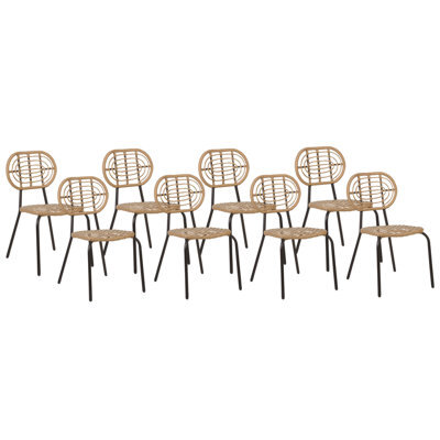 Beliani Set Of 8 Chairs Pratello Pe Rattan Natural - image 1