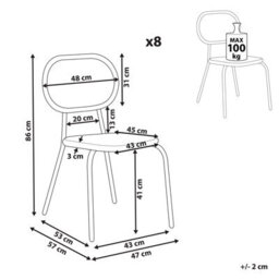 Beliani Set Of 8 Chairs Pratello Pe Rattan Natural - thumbnail 3