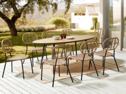 Beliani Set Of 8 Chairs Pratello Pe Rattan Natural - thumbnail 2