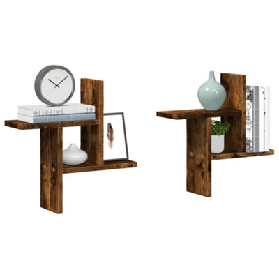 Berkfield Wall Shelves 2 Pcs Smoked Oak 38X12X38 Cm Engineered Wood - image 1