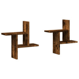 Berkfield Wall Shelves 2 Pcs Smoked Oak 38X12X38 Cm Engineered Wood - thumbnail 2