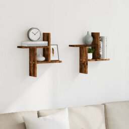 Berkfield Wall Shelves 2 Pcs Smoked Oak 38X12X38 Cm Engineered Wood - thumbnail 3