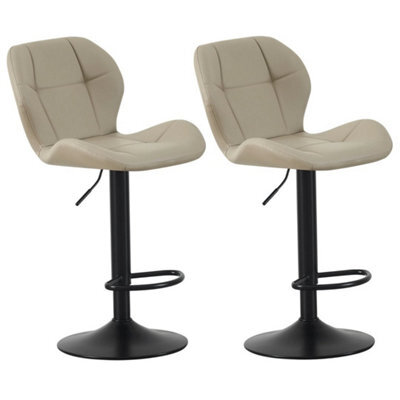Set Of 2 Height Adjustable Swivel Bar Stools W/faux Leather Seat - Stella Brown - image 1