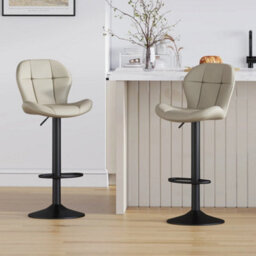 Set Of 2 Height Adjustable Swivel Bar Stools W/faux Leather Seat - Stella Brown - thumbnail 5