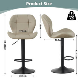 Set Of 2 Height Adjustable Swivel Bar Stools W/faux Leather Seat - Stella Brown - thumbnail 2
