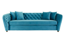 Orsina Functional 3 Seater Cyan Velvet Sofa, Stylish Mid Century Sofa For Bedroom, Comfortable 3 Seater Sofa - thumbnail 1