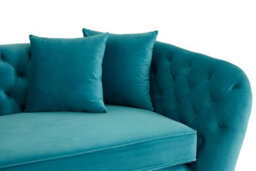 Orsina Functional 3 Seater Cyan Velvet Sofa, Stylish Mid Century Sofa For Bedroom, Comfortable 3 Seater Sofa - thumbnail 5