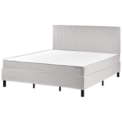 Beliani Divan Bed Fabric Countess 180 X 200 Cm (Eu Super King) Light Grey - image 1