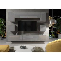 Creative Furniture Panorama Wall Tv Unit - White & Grey Gloss Doors - thumbnail 2