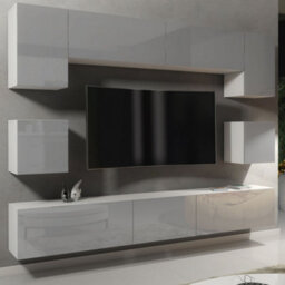 Creative Furniture Panorama Wall Tv Unit - White & Grey Gloss Doors - thumbnail 3