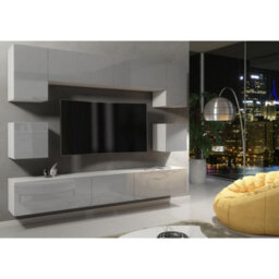 Creative Furniture Panorama Wall Tv Unit - White & Grey Gloss Doors - thumbnail 4