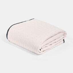 Ohs Scallop Edge Quilted Throw Lightweight Blanket Bedspread, Cream/black - 150 X 200 Cm - thumbnail 3