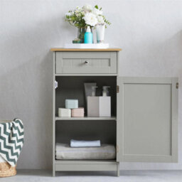 Bathroom Storage Cabinet 1 Drawer 1 Door Cupboard Freestanding Unit Grey - thumbnail 6