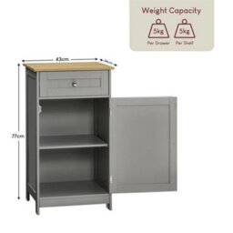 Bathroom Storage Cabinet 1 Drawer 1 Door Cupboard Freestanding Unit Grey - thumbnail 2