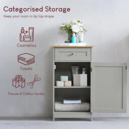 Bathroom Storage Cabinet 1 Drawer 1 Door Cupboard Freestanding Unit Grey - thumbnail 3