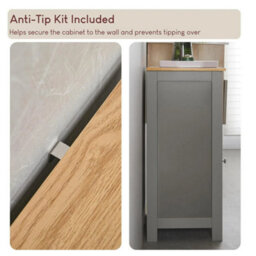 Bathroom Storage Cabinet 1 Drawer 1 Door Cupboard Freestanding Unit Grey - thumbnail 4