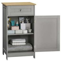 Bathroom Storage Cabinet 1 Drawer 1 Door Cupboard Freestanding Unit Grey - thumbnail 5