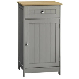 Bathroom Storage Cabinet 1 Drawer 1 Door Cupboard Freestanding Unit Grey - thumbnail 1